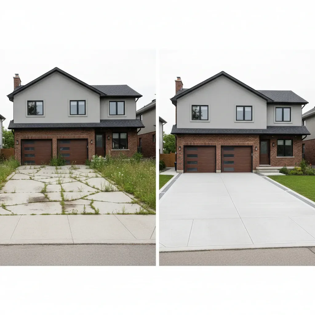 Concrete contractor transformation - before and after by Quality Landscaping Kirkland in Kirkland